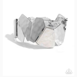 Mismatched Marvel White Bracelet Hammered Fashion Jewelry Paparazzi